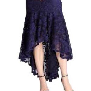 Moda Mario Italian Navy Suede & Eyelet Leather Skirt – Size IT 46 (US 8-10)